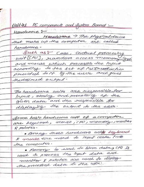Preview of Computer Hardware and Network [unit 1] - Computer Science & Engineering