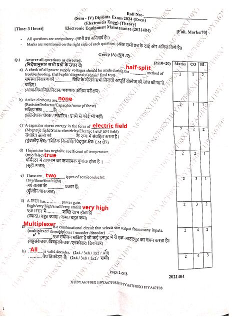 Preview of EEM 2024 (Even) - Electronics Engineering