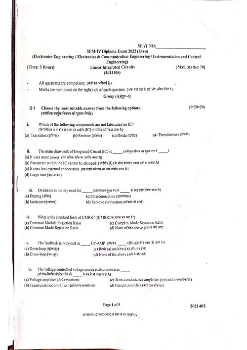 Preview of LIC 2022 (even) - Electronics Engineering
