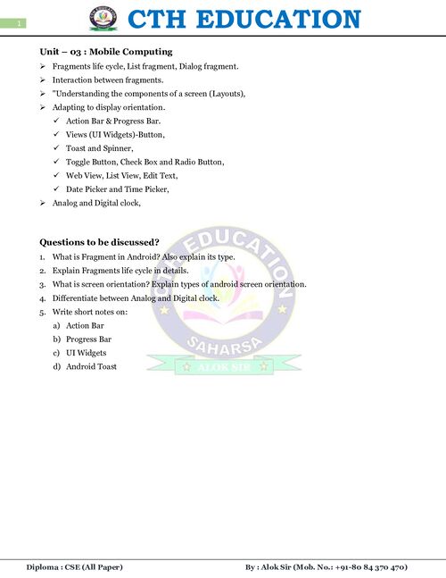Preview of Mobile Computing unit-03 - Computer Science & Engineering