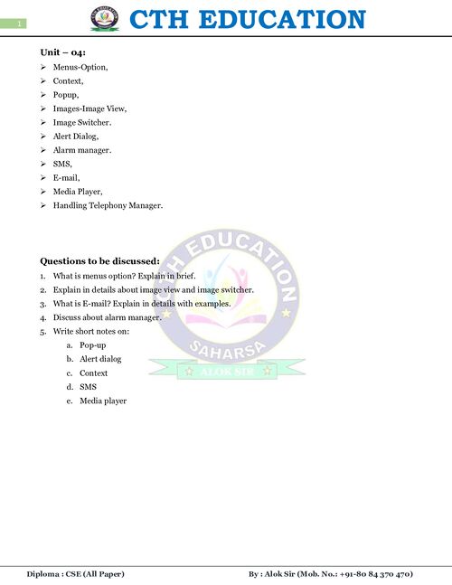 Preview of Mobile Computing unit-04 - Computer Science & Engineering