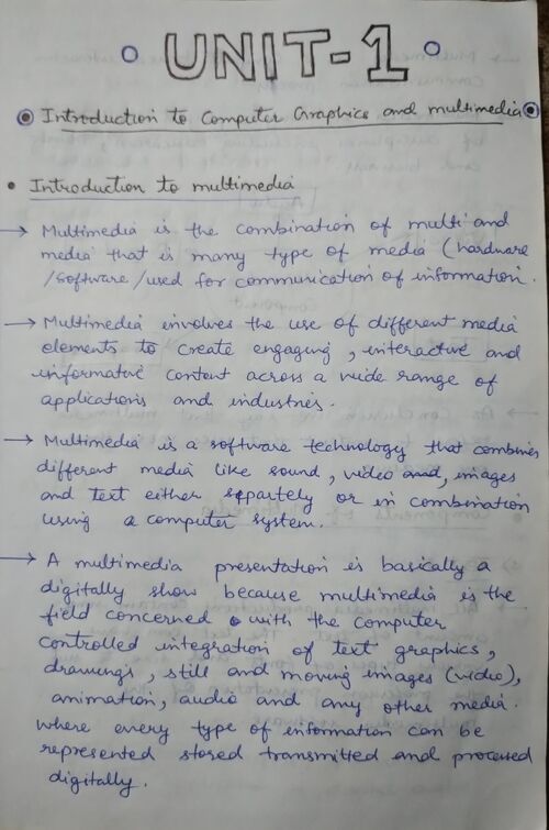 Preview of Multimedia-Notes(Unit - 1 & 2) - Computer Science & Engineering
