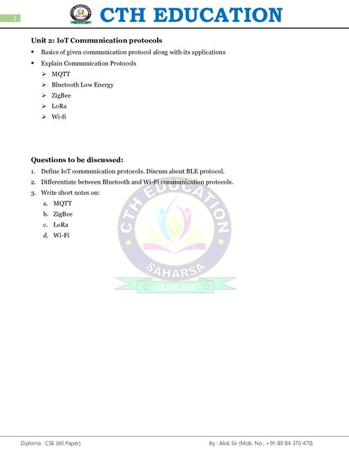 Preview of Internet of Things (Basics) Unit-02 - Common