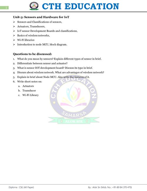 Preview of Internet of Things (Basics) Unit-03 - Common