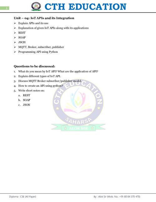 Preview of Internet of Things (Basics) Unit-04 - Common