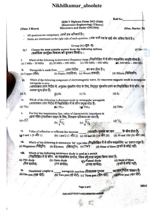 Preview of Microwave and Radar 2022 Odd - Electronics Engineering
