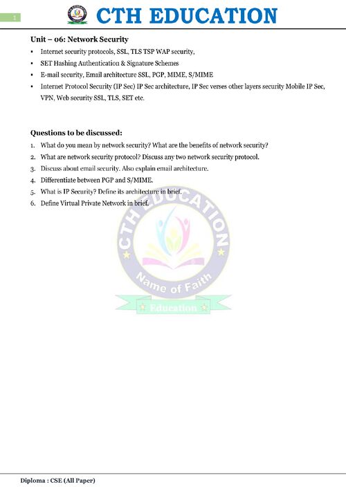 Preview of Computer Network Security Unit-6 - Computer Science & Engineering