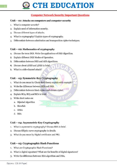 Preview of Computer Network Security VVI QUESTIONS - Computer Science & Engineering