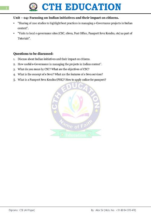 Preview of E-governance Unit-4 - Computer Science & Engineering