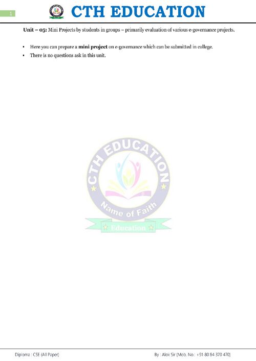 Preview of E-governance Unit-5 - Computer Science & Engineering