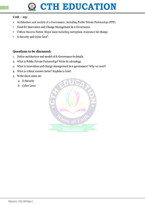 Preview of E-governance Unit-3 - Computer Science & Engineering