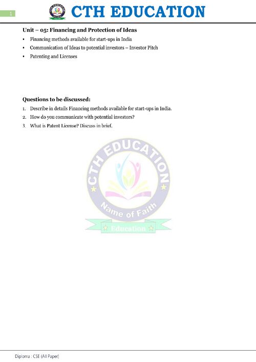 Preview of Emtreprenuership & Start-ups Unit-5 - Common