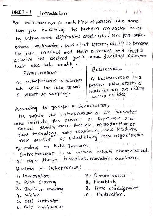 Preview of Short Notes Entrepreneurship and Start-Ups - Mechanical Engineering