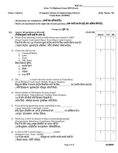 Cover of Visual Basic (1618603) 2025 (Even)